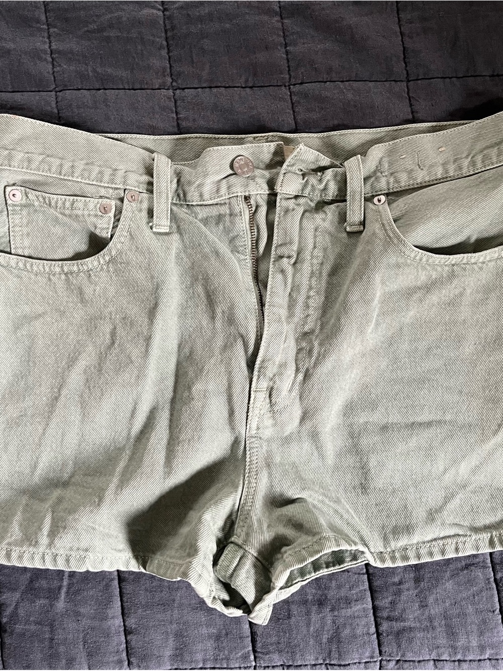Madewell Light Sage Green The Mom Jean Shorts